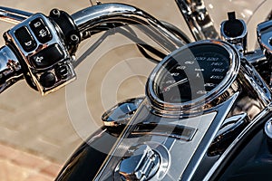 Stering wheel on the custom motorbike photo