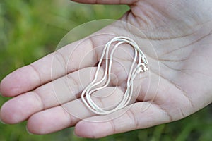 Sterling silver chain on the hand