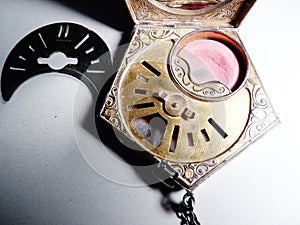 Sterling silver powder compact with chain