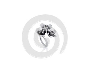 Sterling Silver Ring on White Background