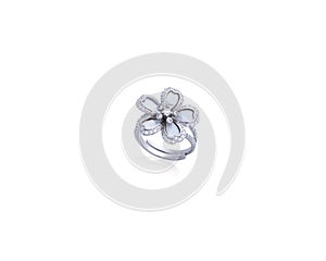 Sterling Silver Ring on White Background