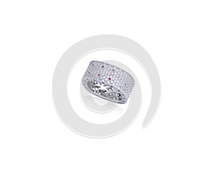 Sterling Silver Ring on White Background