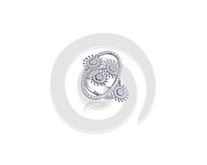 Sterling Silver Ring on White Background