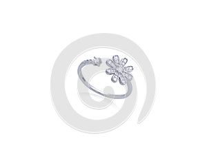 Sterling Silver Ring on White Background