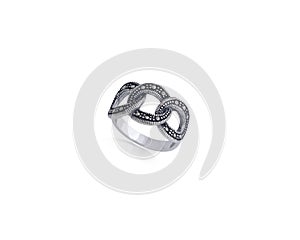 Sterling Silver Ring on White Background