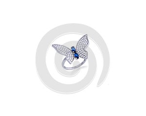 Sterling Silver Ring on White Background