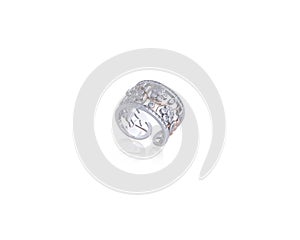 Sterling Silver Ring on White Background