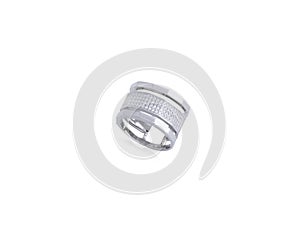 Sterling Silver Ring on White Background