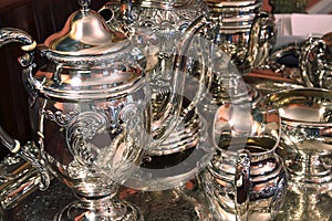 Sterling silver tea set photo