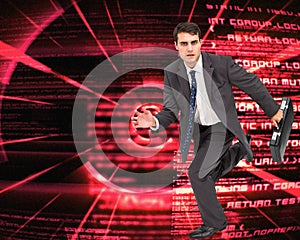 Stern businessman in a hury