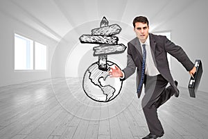 Stern businessman in a hury