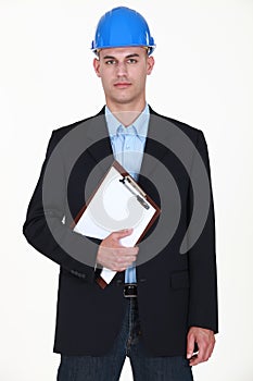 Stern looking site inspector