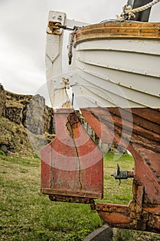 Stern and rudder of a wooden boat