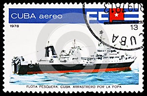 Stern trawler `Mar Caribe`, Cuban Fishing Fleet serie, circa 1978