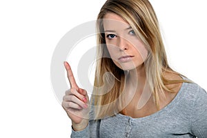 Stern woman wagging her finger