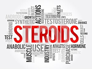 Steroids word cloud collage, health concept background