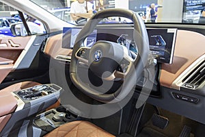 Sterring wheel and interior of the new BMW car