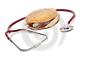 A stethoscope around fast food