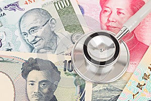 Stethoscope on asian banknote