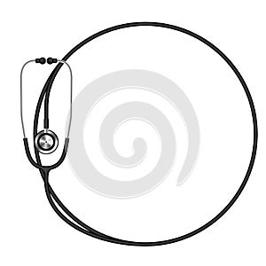 Stethoscope black color and circle shape frame made from cable