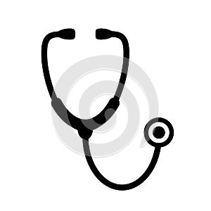 Stethoscope black silhouette vector icon photo