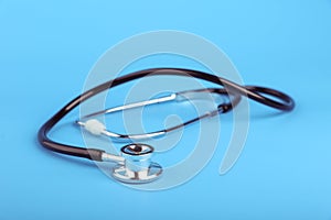 Stethoscope on a blue background
