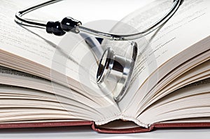 Stethoscope on a book Medical concept