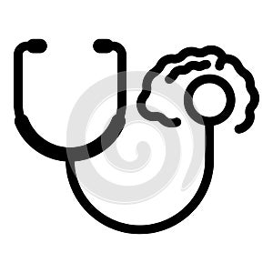 Stethoscope brain analize icon, outline style photo