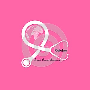 Stethoscope and Breast icon.Breast Cancer October Awareness Mont