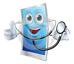 Stethoscope Cartoon Phone Mascot