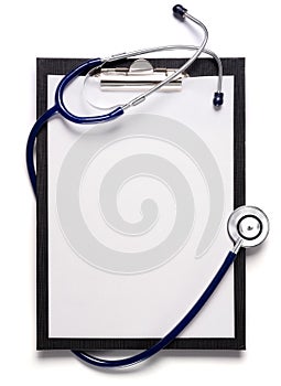 Stethoscope and clipboard