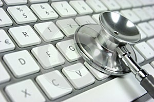 Stethoscope. Computer keyboard