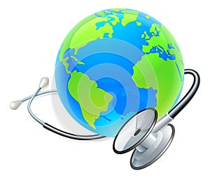 Stethoscope Earth World Globe Health Concept
