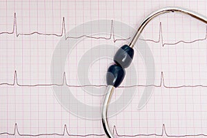 Stethoscope on ECG chart