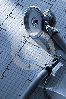 Stethoscope and electrocardiogram