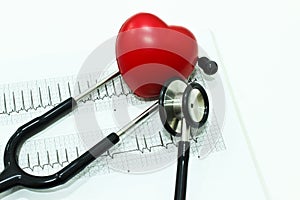 Stethoscope, Electrocardiography ECG or EKG and Heart