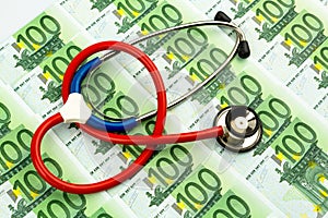 Stethoscope and euro notes