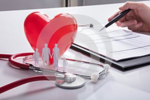 Stethoscope, Family Paper Cut Out And Red Heart