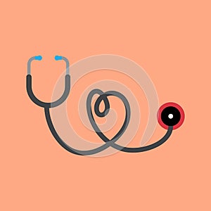 Stethoscope flat design on pink background