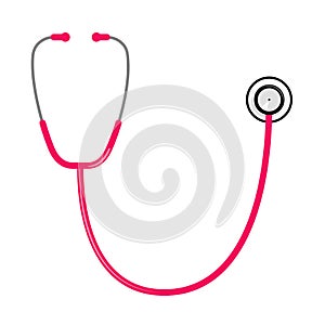 Stethoscope In Flat Pink Vector