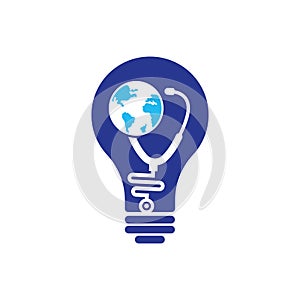 Stethoscope globe bulb shape concept logo design