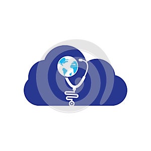 Stethoscope globe cloud shape concept logo design