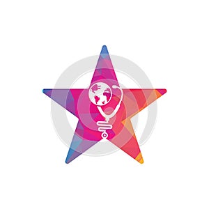 Stethoscope globe star shape concept logo design