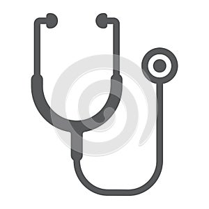 Stethoscope glyph icon, health and clinical