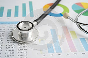 Stethoscope on graph paper, Finance, Account, Statistics, Investment, Analytic research data economy and Business company