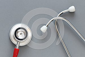 Stethoscope on grey background. Heart health, health insurance concept, world heart day, world health day, world hypertension day