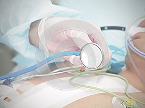 Stethoscope in the hands of the doctor