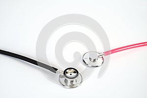 Stethoscope health tool on table .Medical accessories