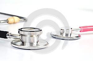 Stethoscope health tool on table .Medical accessories