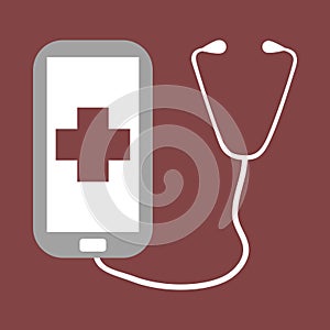 Stethoscope for hearing aids and phone telemedicine concept